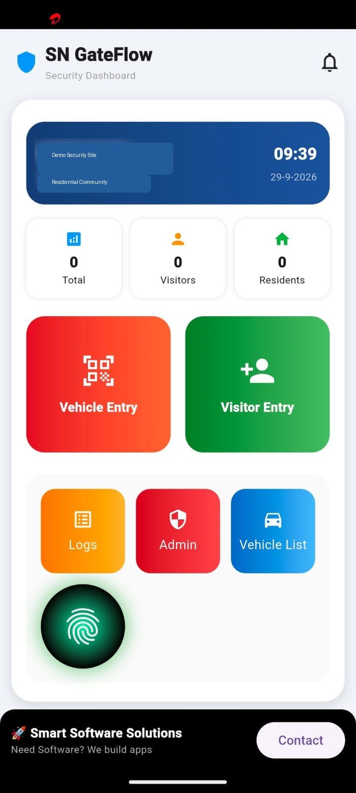 SN GateFlow actual app screen